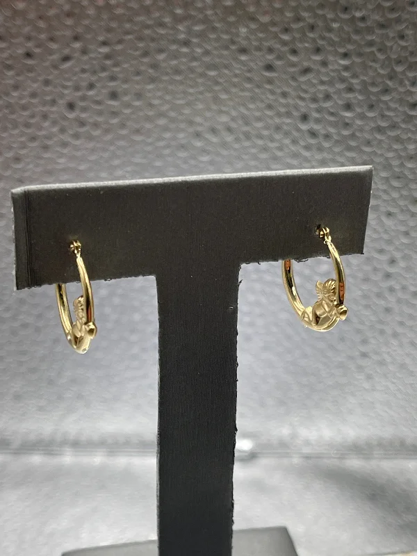 Bold Drop Earrings for Parties-Ladies 14 Karat Solid Yellow Gold Angel Hoop Earrings