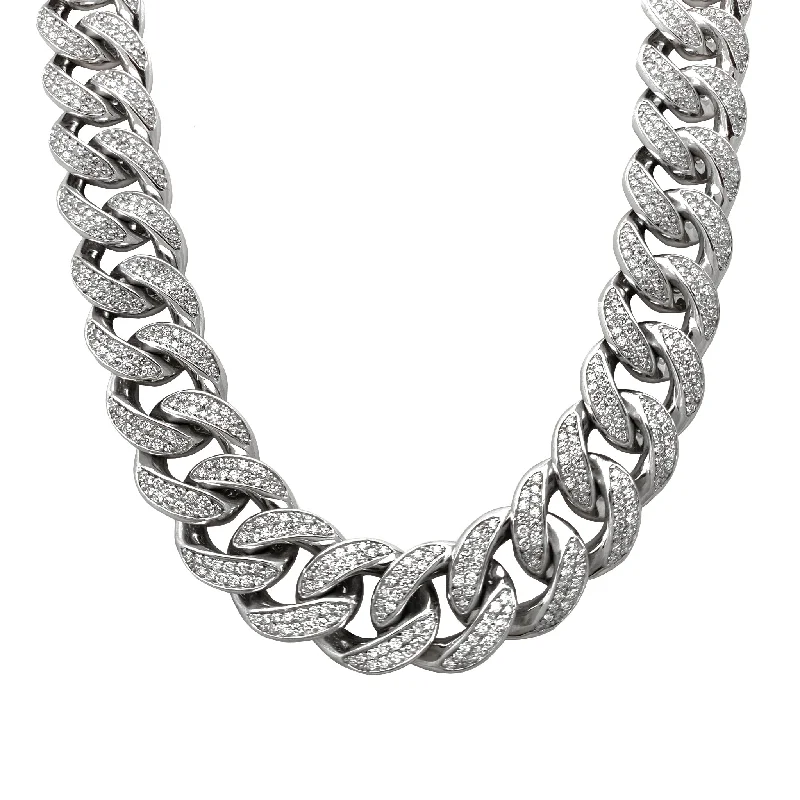 Classic Pearl Necklace for Weddings and Events-VS Diamond Miami Cuban Chain (14K)