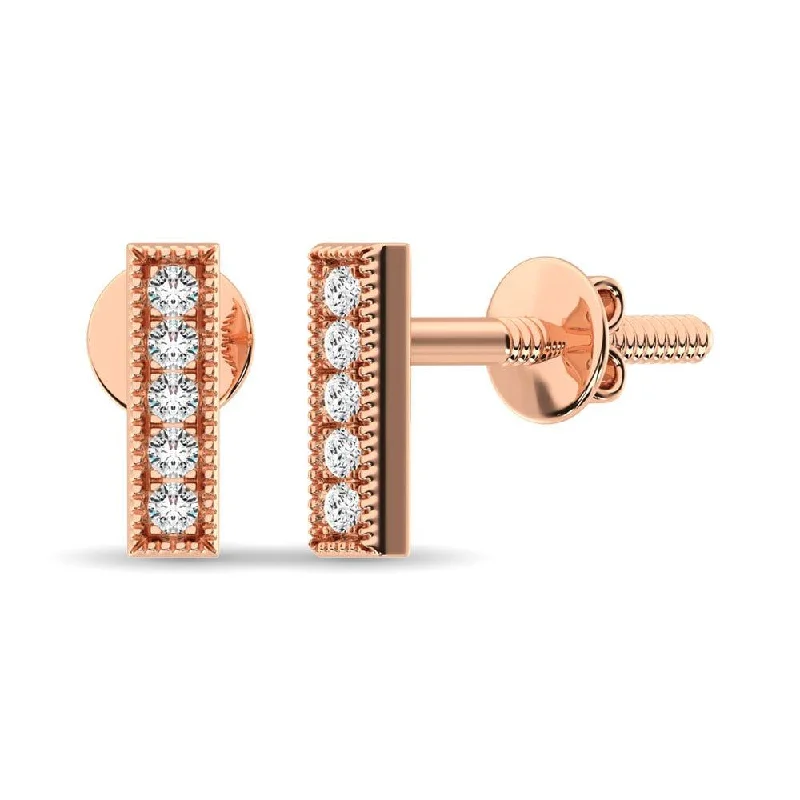 Double Drop Earrings-Diamond 1/20 ct tw Fashion Earrings  in 10K Rose Gold