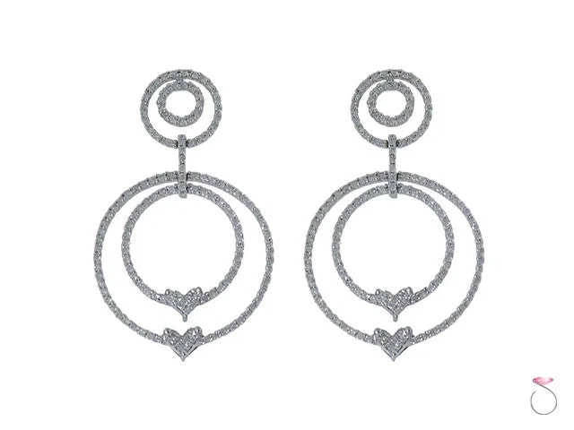 Unique Gemstone Stud Earrings-Circle Hearts 2ct Diamond Dangle Earrings in 18K Online Sale