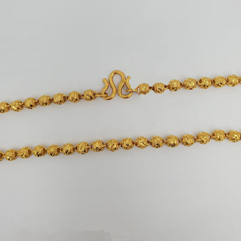 Handcrafted Gemstone Necklace for Casual Wear-Ball Yellow Gold Chain（24K）