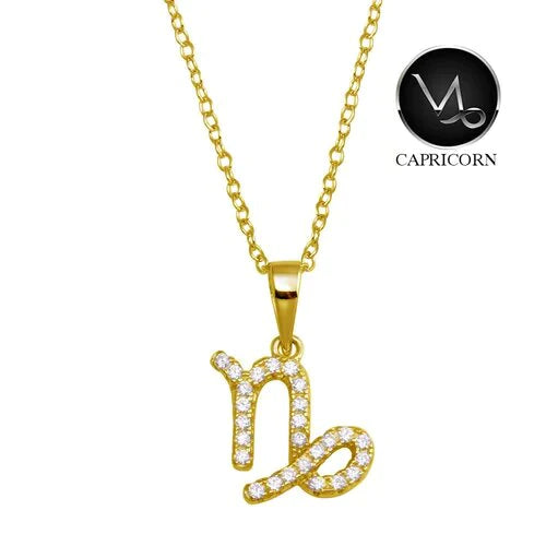 Gold and Diamond Necklace for Special Events-Capricorn Necklace in Gold