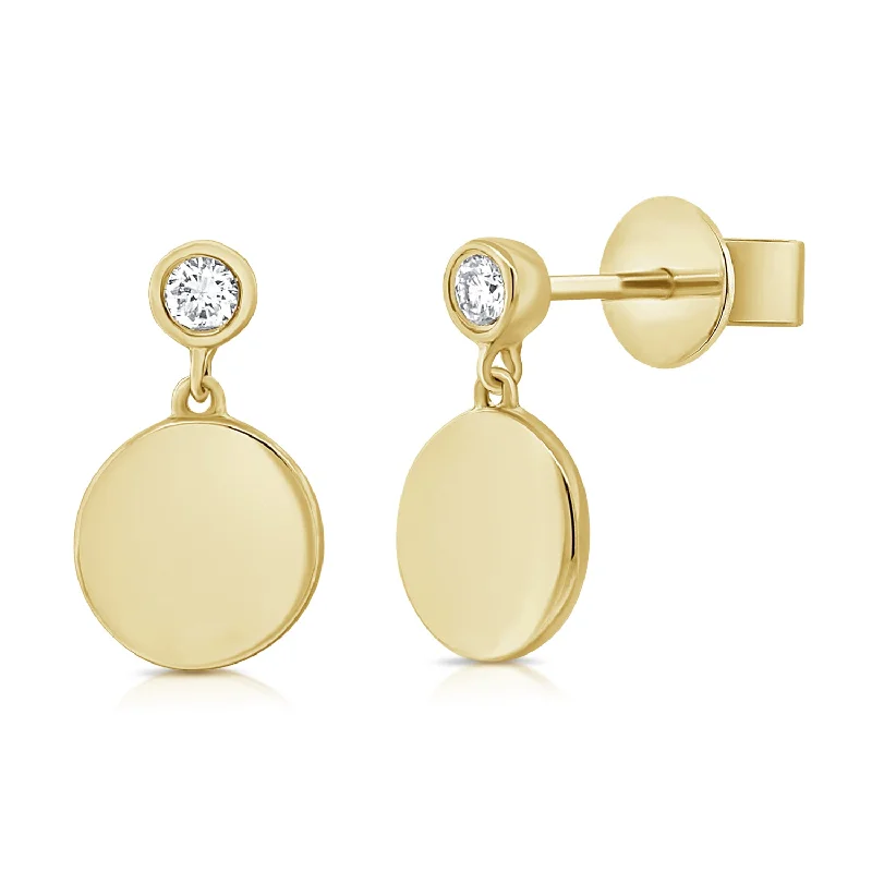 Statement Earrings with Gems-14K Diamond Circle Stud made in Yellow/White/Rose Gold