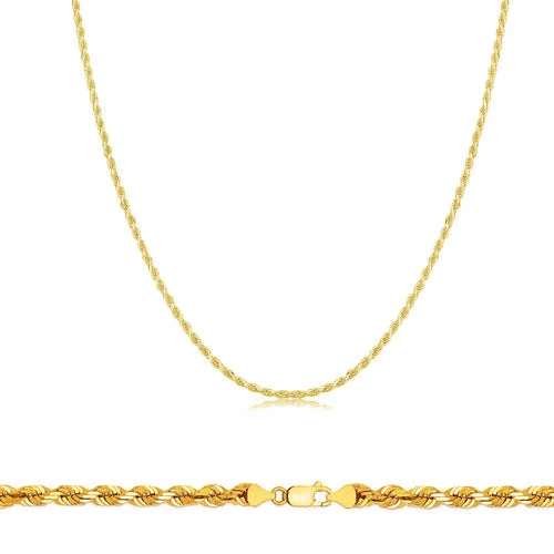 Dainty Gold Necklace with Small Pendant-Rope Chain Yellow Gold (18K)