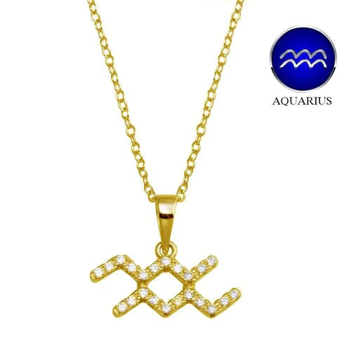 Handcrafted Silver Necklace for Daily Wear-Aquarius Necklace in Gold