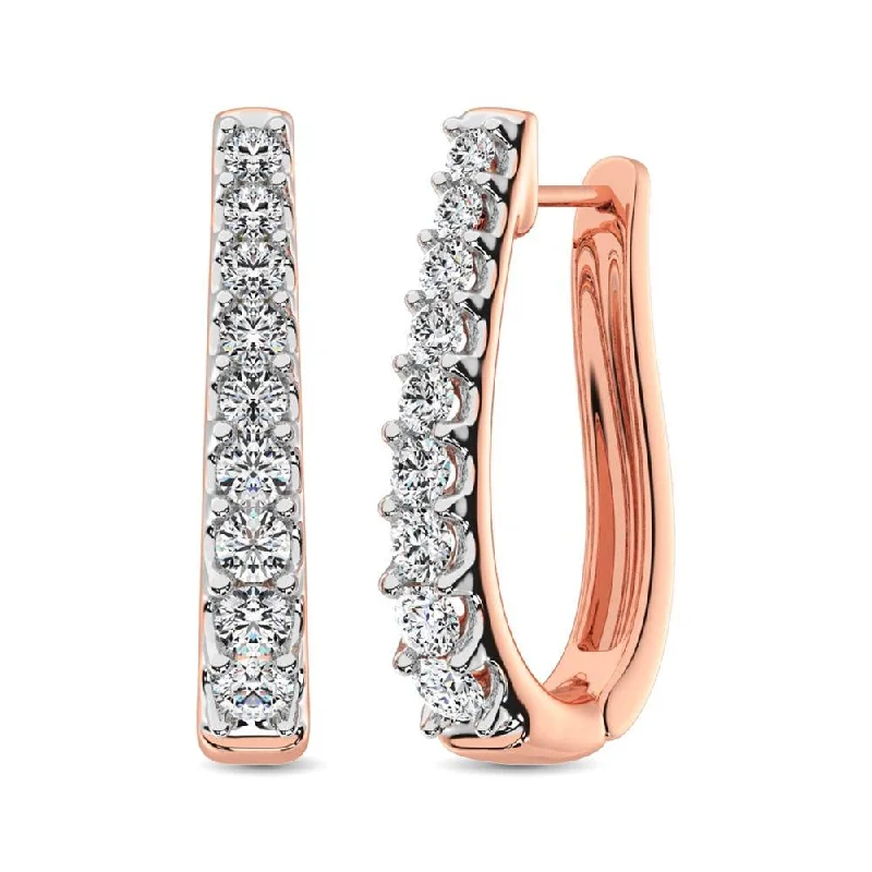 Black Pearl Earrings-10K Rose Gold Diamond 1 Ct.Tw. Classic Hoop Earrings