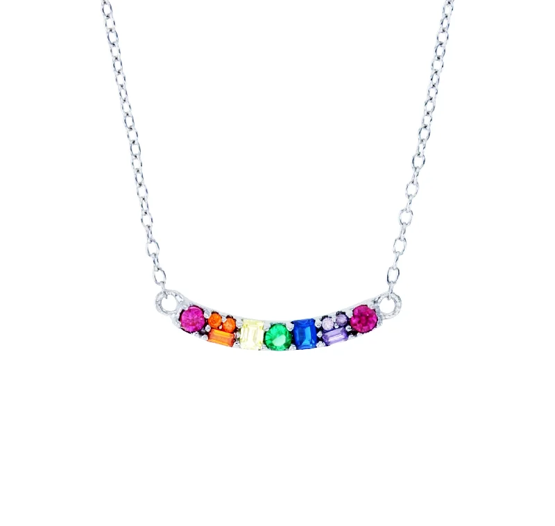 Custom Heart-Shaped Necklace for Couples-Multicolor Smile Necklace (Silver)