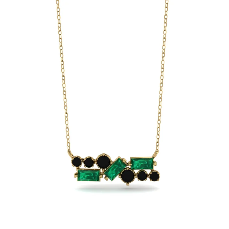 Large Crystal Necklace for Glamorous Look-Emerald Baguette Necklace Mix - Kinley No. 22