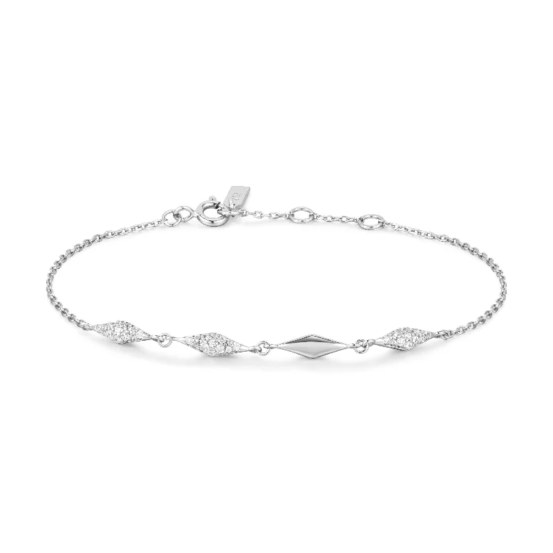 Personalized Bracelet with Bar Charm for Men-Sparkle Station Bracelet in Silver by Ania Haie