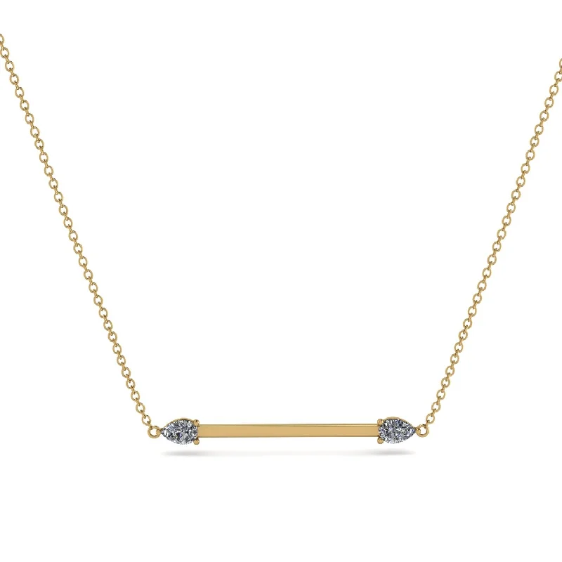 Designer Necklace with Pearl and Gold Details-Minimalist Pear Diamond Necklace - Melissa No. 1