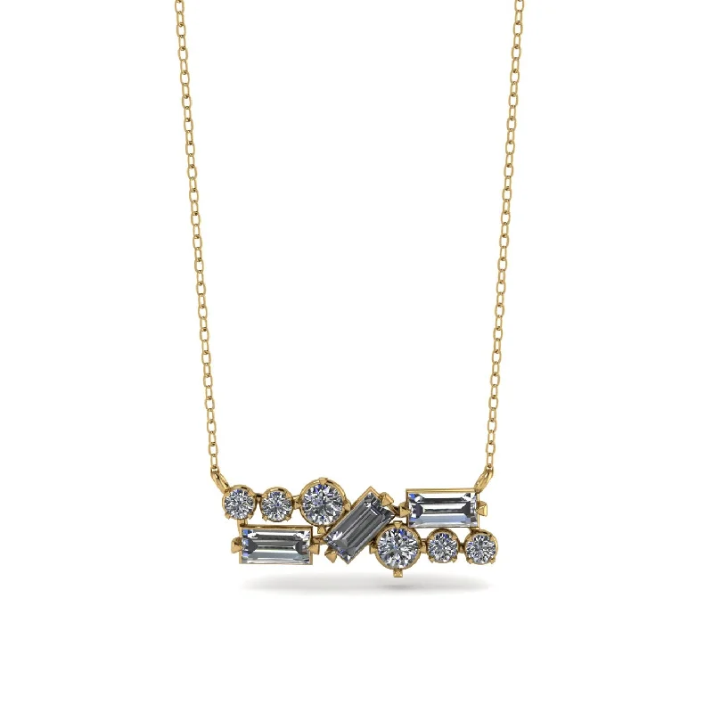 Luxury Crystal Necklace with Gold Accents-Diamond Baguette Necklace Mix - Kinley No. 1