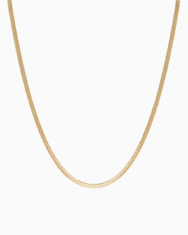 Simple Gold Necklace with Sapphire Pendant-SERPENT CHAIN