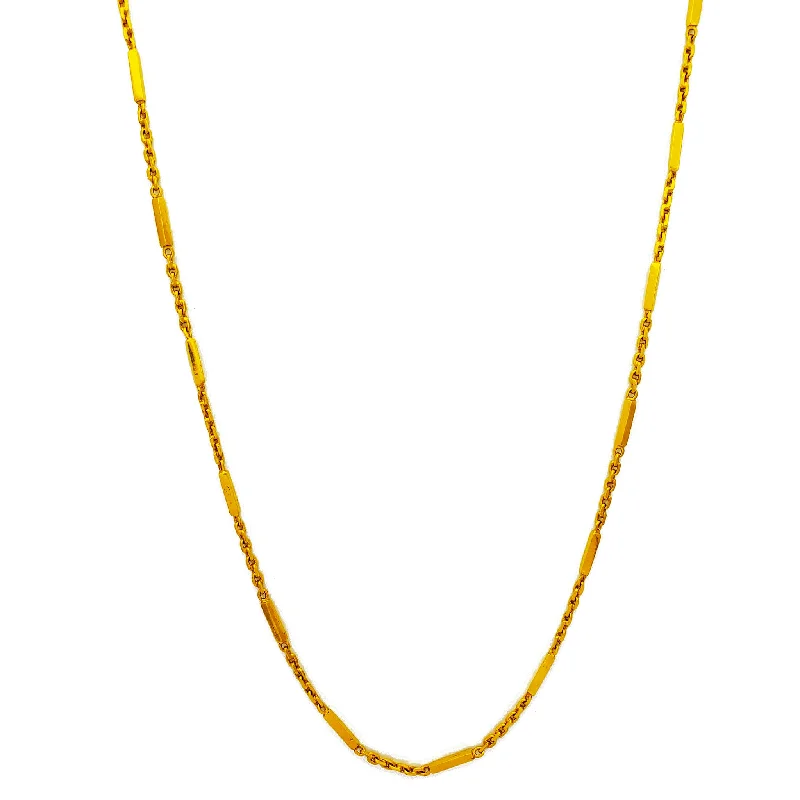 Classic Diamond Necklace for Brides-Square Bar Cable Chain (24K)