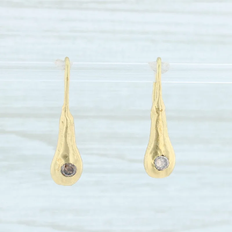 Luxury Earrings for Bridesmaids-0.24ctw Champagne Diamond Teardrop Earrings 18k Yellow Gold Hook Posts Nordstrom