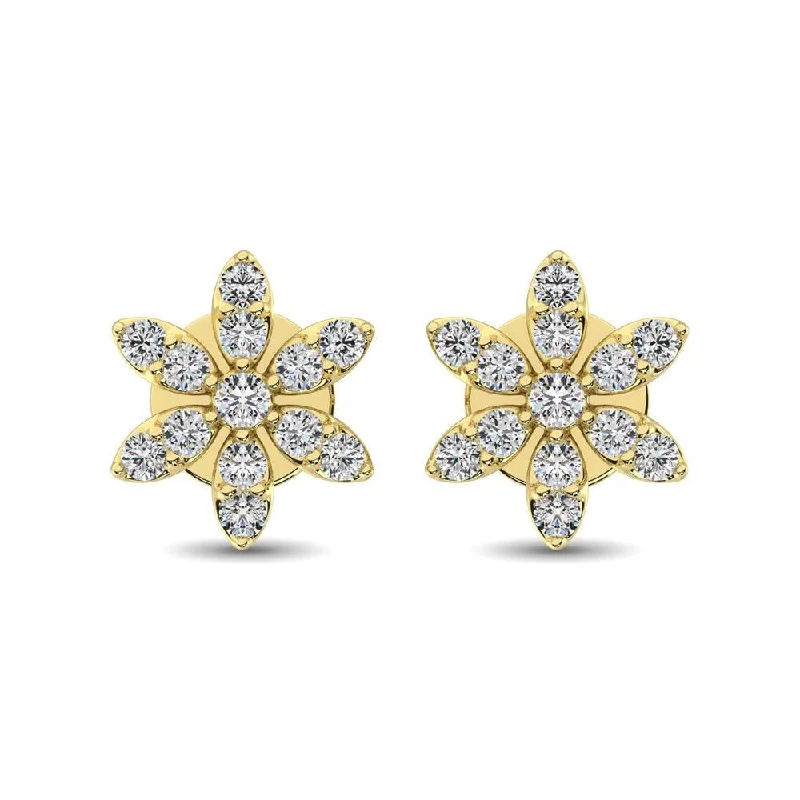 Silver Plated Hoop Earrings-Diamond 1/3 Ct.Tw. Flower Stud Earrings