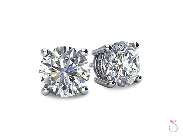 Sparkly Gemstone Earrings-Diamond Solitaire Stud Earrings 1/2ct in 14K White Gold Sale