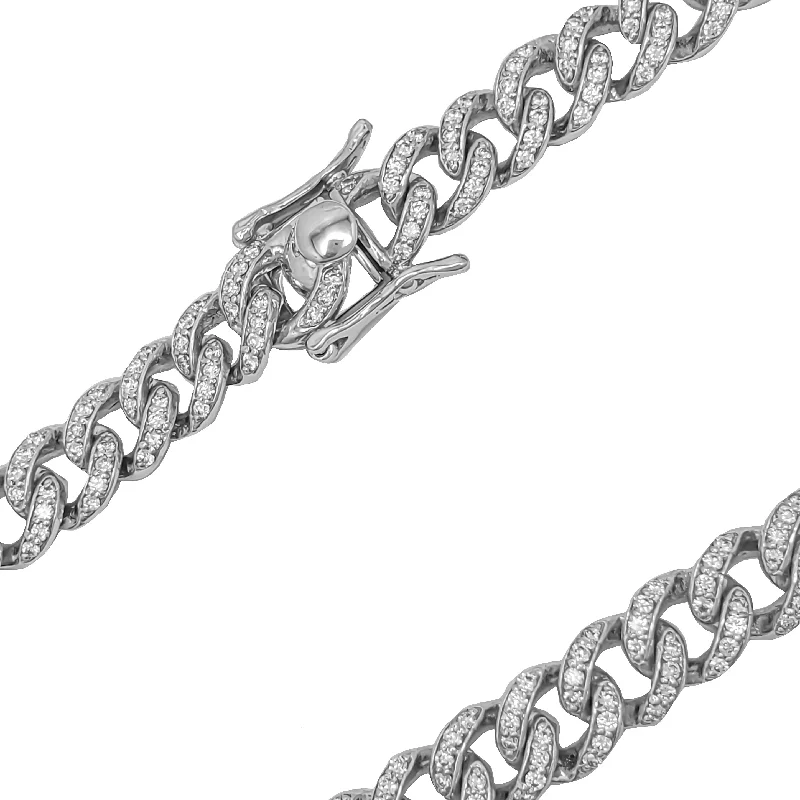 Simple Diamond Necklace for Bridesmaids-VS Diamond Miami Cuban Chain (14K)