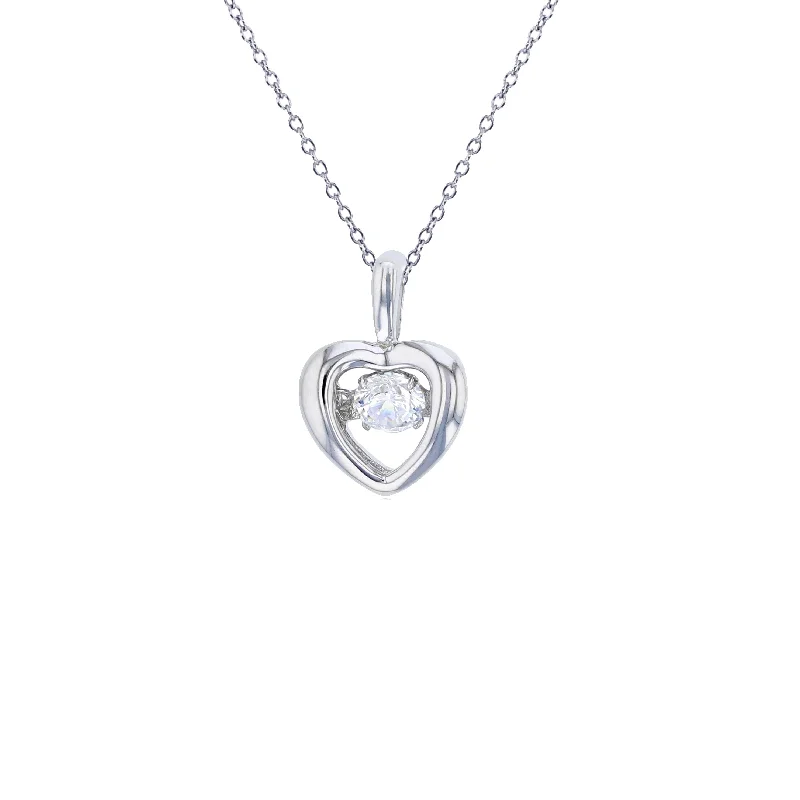 Elegant Gemstone Necklace with Silver Chain-Heart Necklace (Silver)