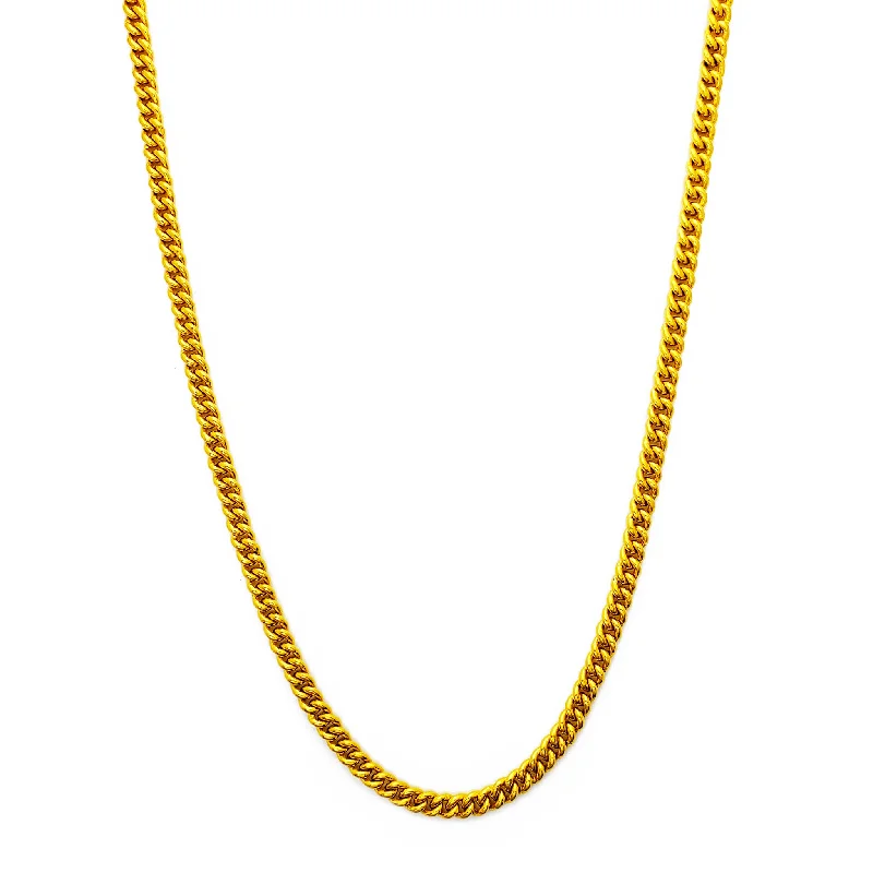 Custom Birthstone Necklace for Grandmothers-Solid Miami Cuban Chain (24K)