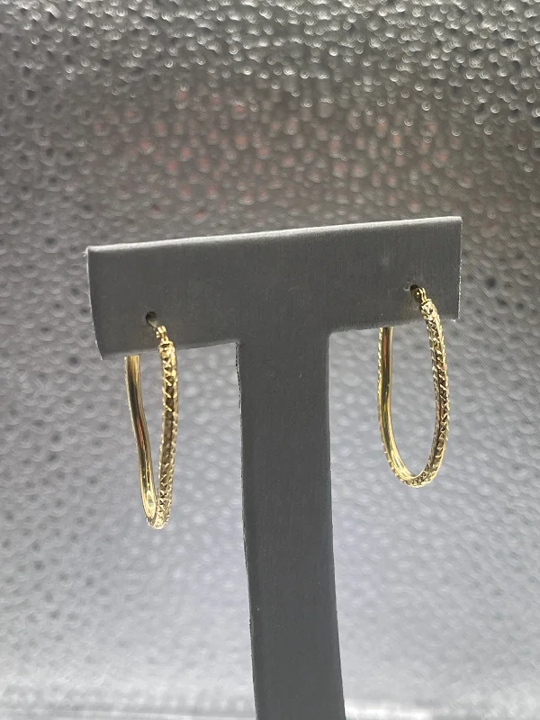 Glittery Earrings for Party-Ladies 10 Karat Solid Yellow Gold Oval Hoop Earrings