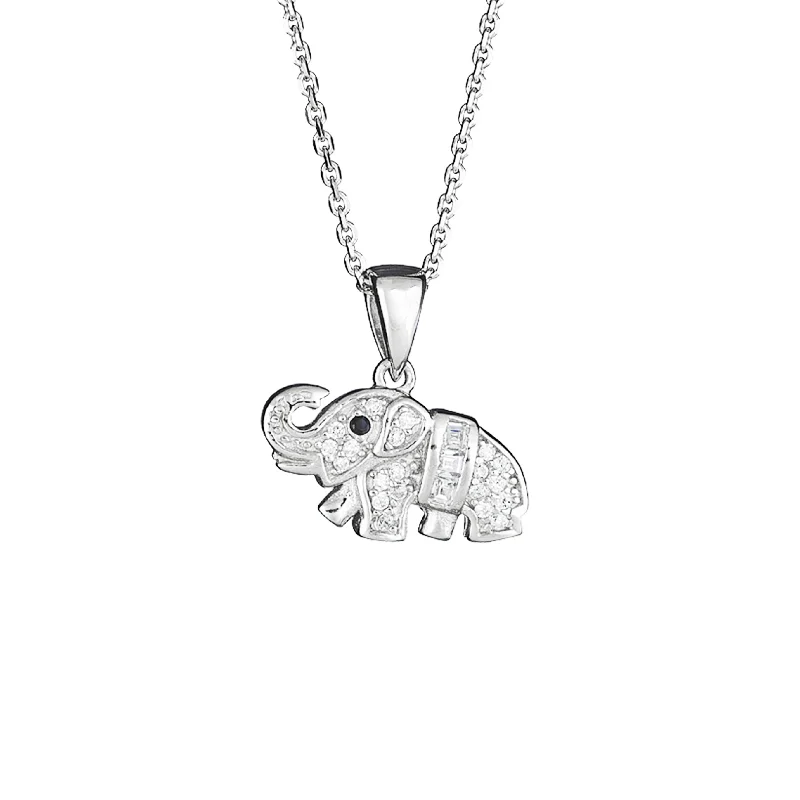 Colorful Gemstone Necklace for Daily Wear-Elephant Necklace (Silver)