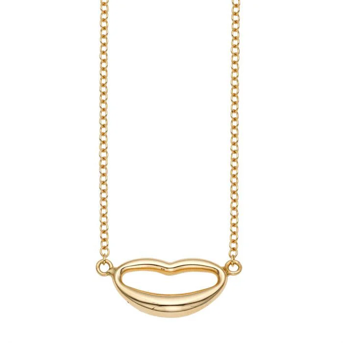 Designer Gold Necklace with Diamonds-Kiss Necklace (14K)