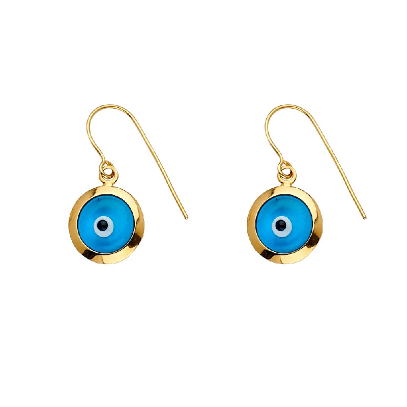 Bohemian Style Earrings-14K Evil Eye Hanging Earrings