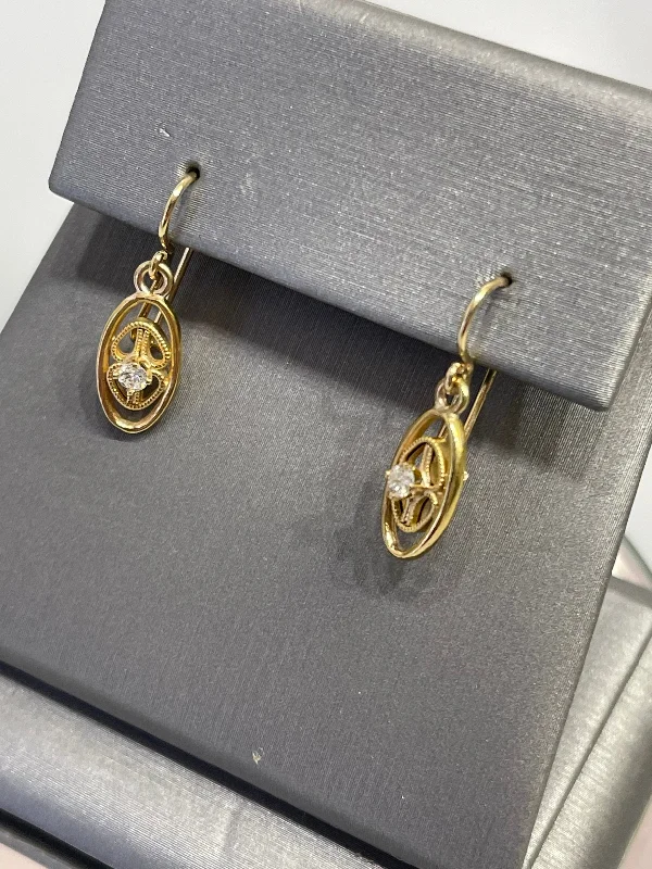 Large Drop Earrings for Women-14K Yellow Gold & Diamond Dangling Earrings