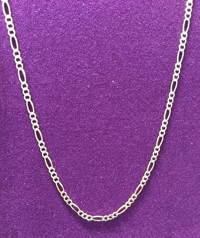 Designer Gold Necklace with Diamonds-Two-Tone Figaro Chain 10K