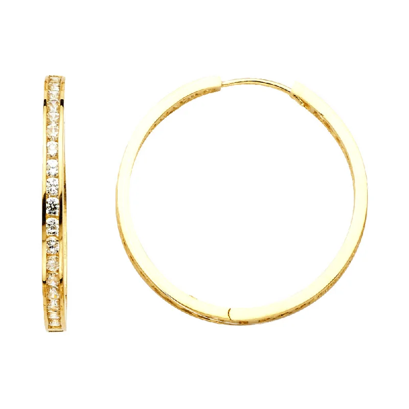 Beautiful Silver Cuff Earrings-14K CZ Hoop Earrings