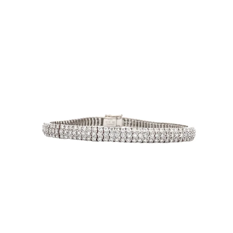 Trendy Gold Bracelet with Adjustable Design-Multi Row Diamond Bracelet in White Gold by Simon G