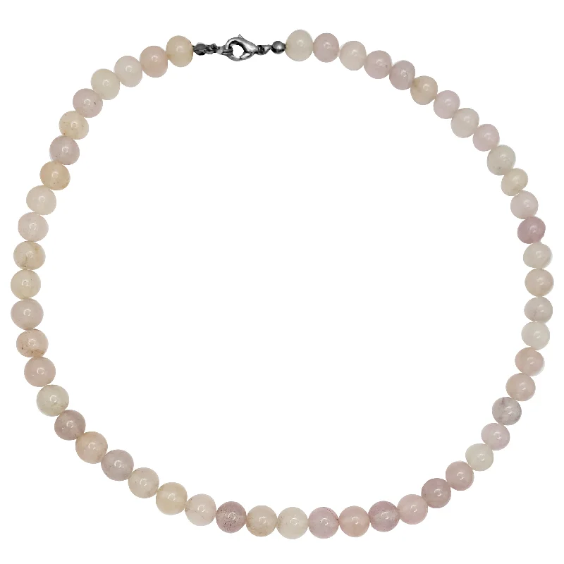 Fashionable Silver Necklace for Women-Rose Quartz Chain