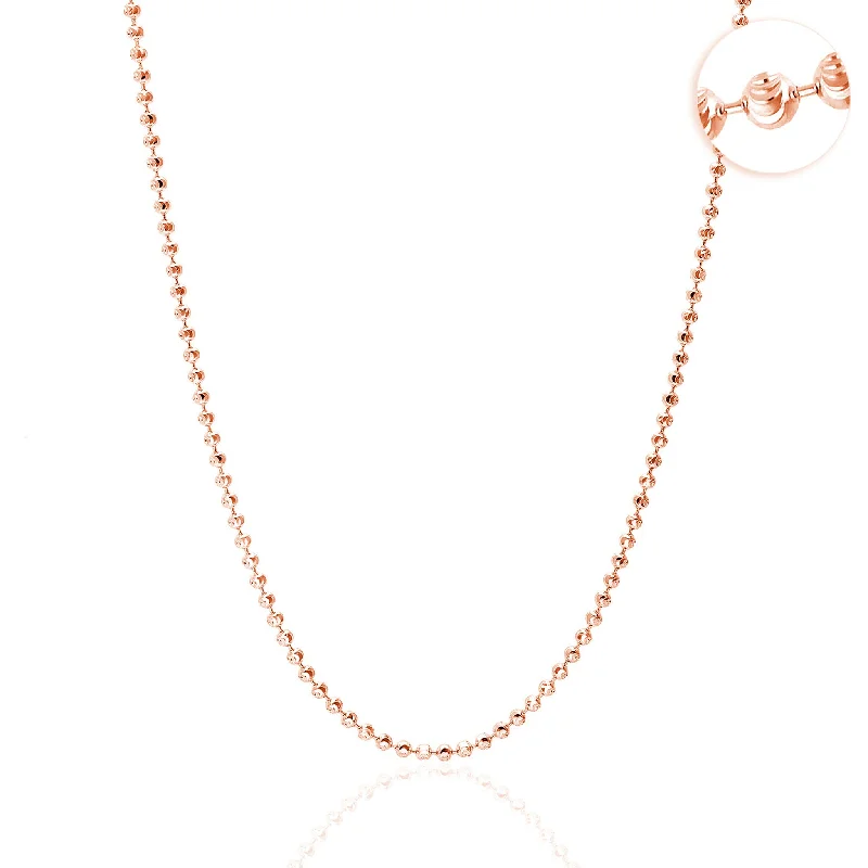 Designer Gold Necklace for Bridesmaids-Moon Cut Ball Rose Gold Chain (14K)