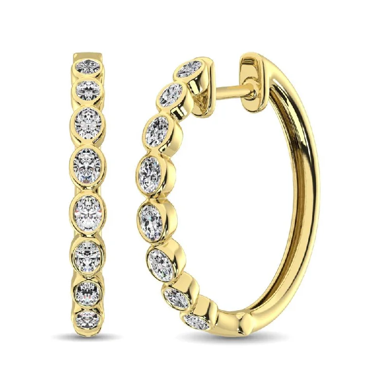 Designer Diamond Earrings-14K Yellow Gold 1/3 Ct.Tw. Diamond Hoop Earrings