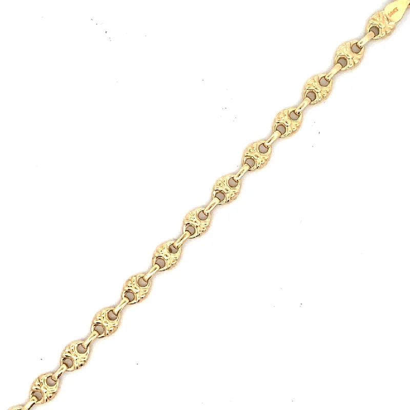 Elegant Gold Bracelet with Geometric Charm-Estate Fancy Link Bracelet in Yellow Gold