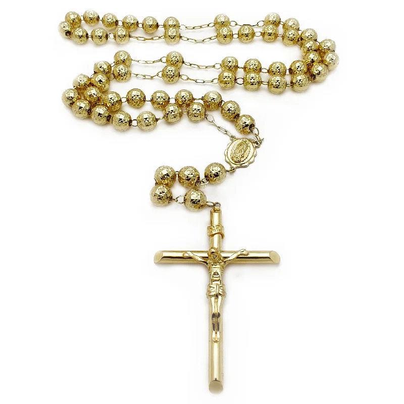 Designer Necklace with Large Gemstone-Rosary Tetra-hydra Diamond Cut Necklace (14K)