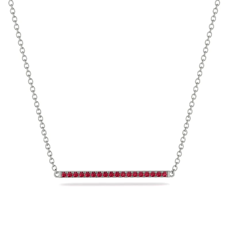 Minimalist Pearl Necklace with Gold Chain-Long Line Ruby Necklace - Giselle No. 12