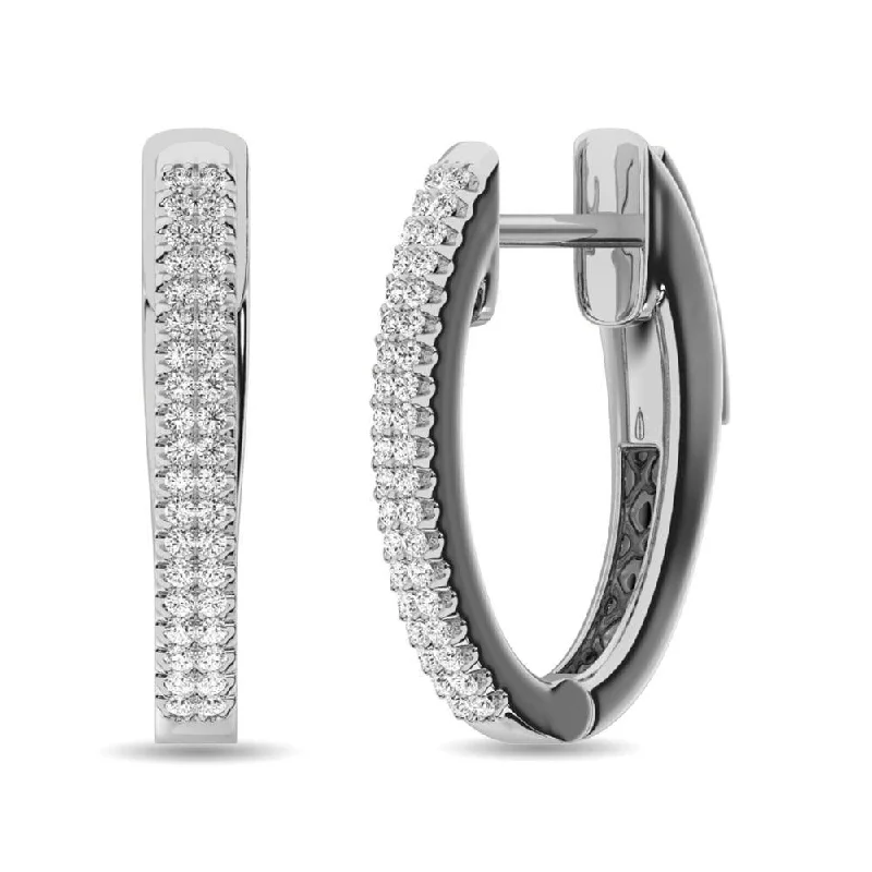 Simple Hoop Earrings for Everyday-Diamond Hoop Earrings in 10K White Gold