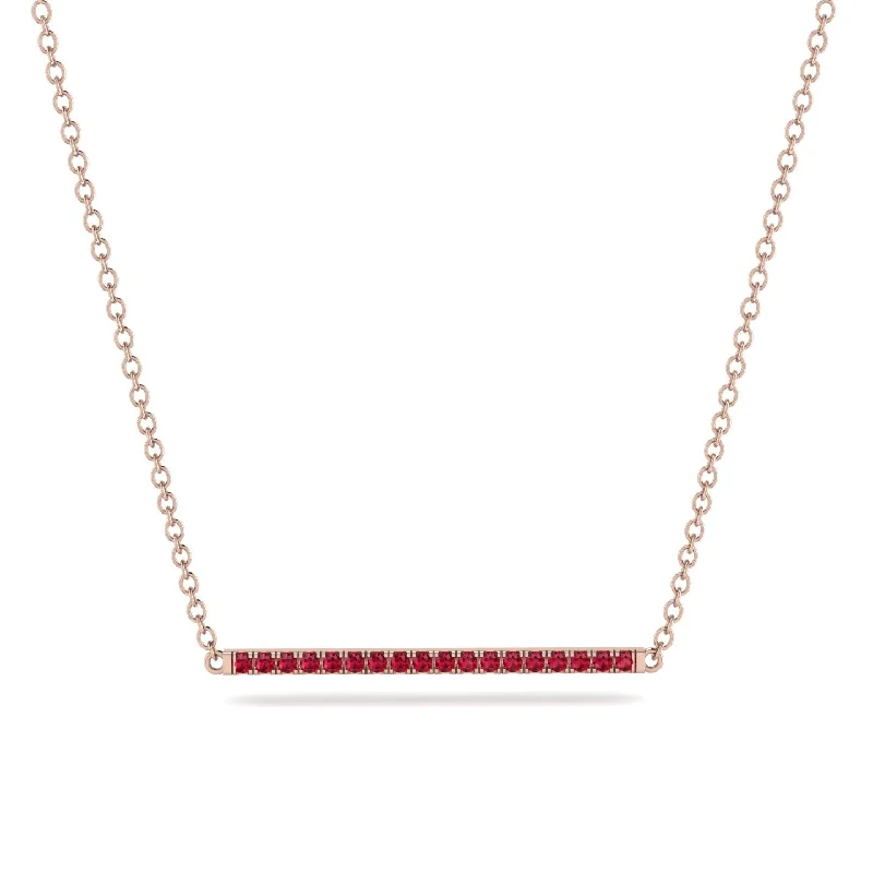 Layered Gold Necklace with Personalized Charms-Long Line Ruby Necklace - Giselle No. 11