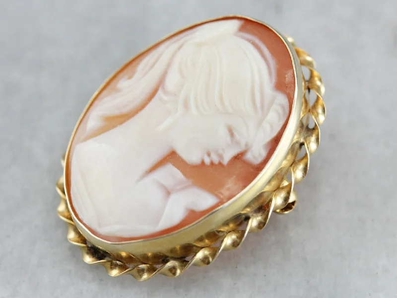 Statement Brooch-Vintage Cameo Gold Brooch or Pendant