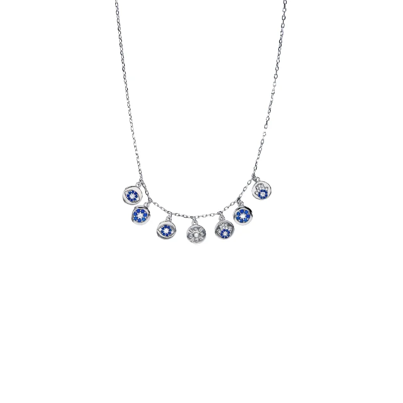 Luxury Gold Necklace for Brides-Evil Eye Necklace (Silver)