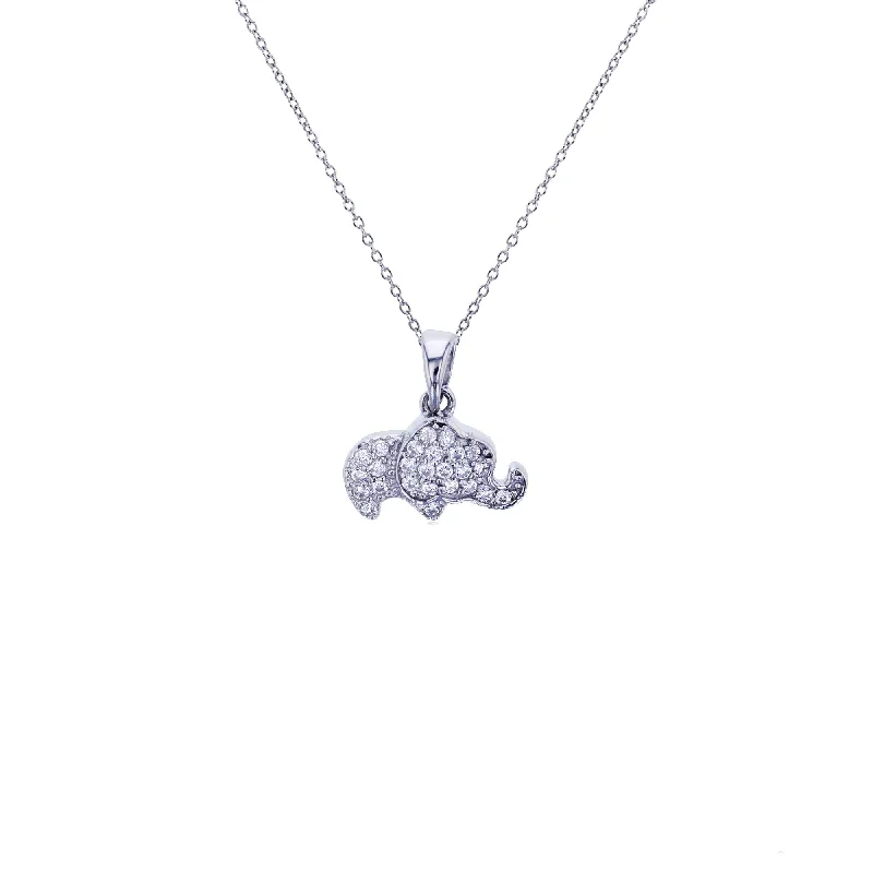 Adjustable Crystal Necklace for Versatility-Baby Elephant Necklace (Silver)