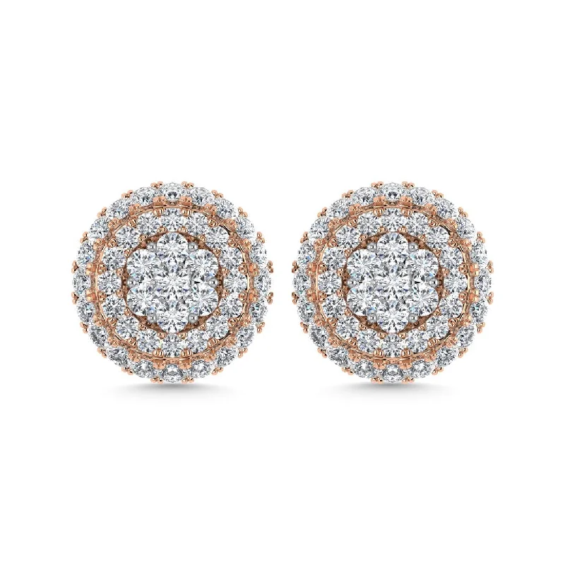 Gold and Silver Mixed Earrings-Diamond 5/8 Ct.Tw. Cluster Earrings in 14K Two Tone Gold