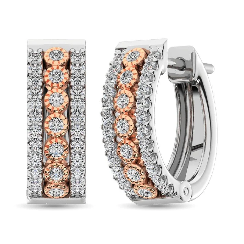 Creative Earrings for Women-Diamond 3/8 Ct.Tw. Hoop Earrings in 14K Two Tone Gold