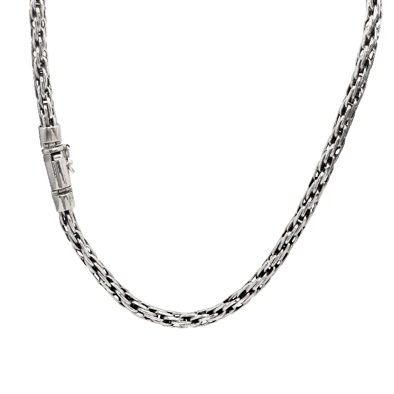 Simple Gemstone Necklace for Casual Outfits-Antique Finish Wheat Chain Necklace (Silver)