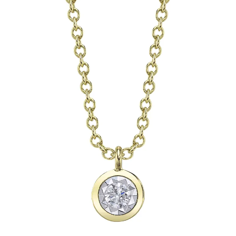 Gold Chain Necklace with Custom Pendant-14kt. Yellow Gold Stella Necklace with 0.05ct TW Diamond Pave