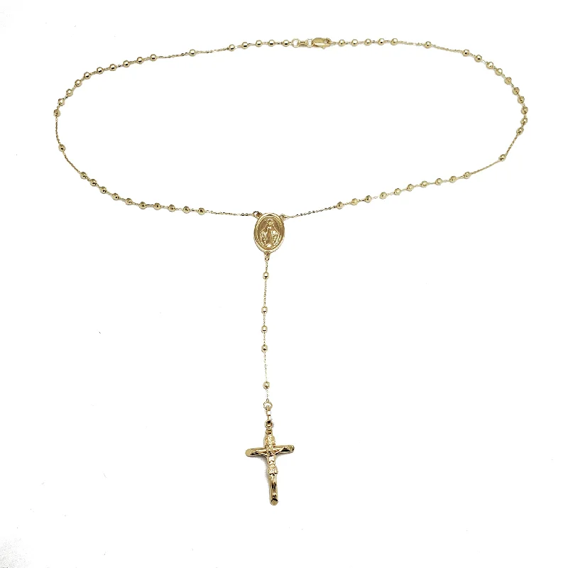 Fashionable Crystal Pendant Necklace-Rosary Bead Necklace (14K)