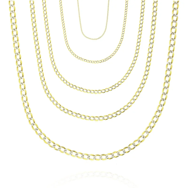 Custom Pearl Necklace with Initial Charm-Two Tone Solid Italian Cuban Chain (10K)