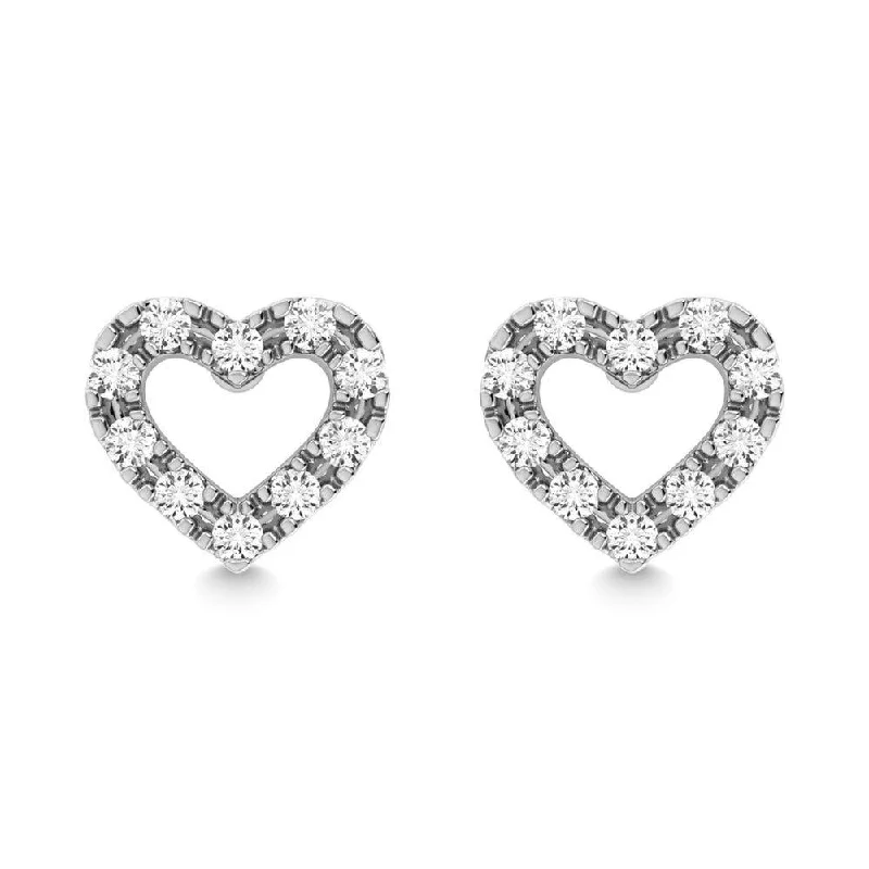 Unique Bridal Earrings-Diamond 1/20 Ct.Tw. Heart Earrings in 10K White Gold