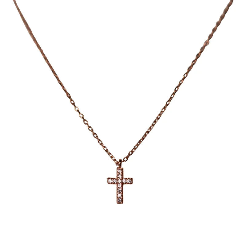 Personalized Necklace with Love Charm-Dainty Cross Necklace